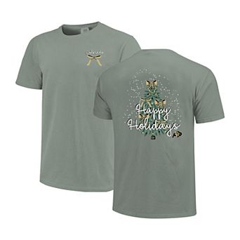 Women's Light Green Colorado Buffaloes Christmas Tree Comfort Colors T-Shirt
