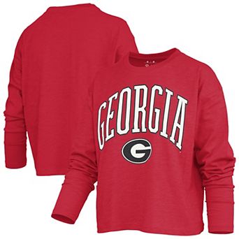 Women's Pressbox Red Georgia Bulldogs Motley Boxy Waist-Length Long Sleeve T-Shirt