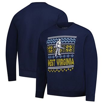 Men's Navy West Virginia Mountaineers Holiday Fleece Sweatshirt