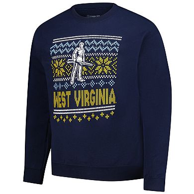 Men's Navy West Virginia Mountaineers Holiday Fleece Sweatshirt