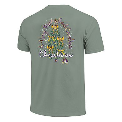 Women's Light Green ECU Pirates Christmas Tree Comfort Colors T-Shirt
