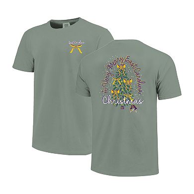 Women's Light Green ECU Pirates Christmas Tree Comfort Colors T-Shirt