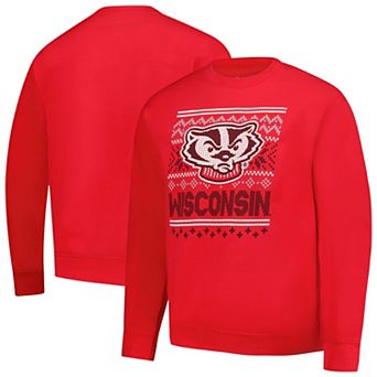 Men's Red Wisconsin Badgers Holiday Fleece Sweatshirt