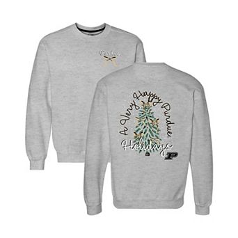 Women's Gray Purdue Boilermakers Classic Merry Christmas Tree Crewneck Sweatshirt