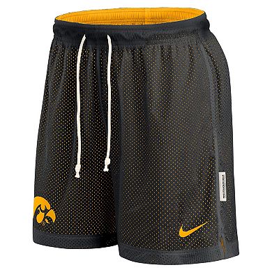 Men's Nike Black/Gold Iowa Hawkeyes Courtside Standard Issue Dri-FIT Reversible Shorts