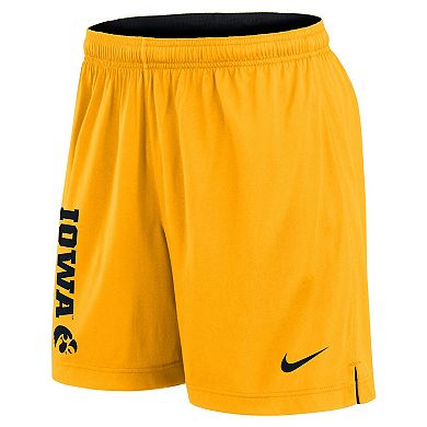 Men's Nike Black/Gold Iowa Hawkeyes Courtside Standard Issue Dri-FIT Reversible Shorts
