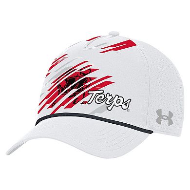 Men's Under Armour White Maryland Terrapins College Essentials Driver Rope Iso-Chill Adjustable Hat
