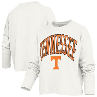 Women's Pressbox White Tennessee Volunteers Motley Boxy Waist-Length Long Sleeve T-Shirt