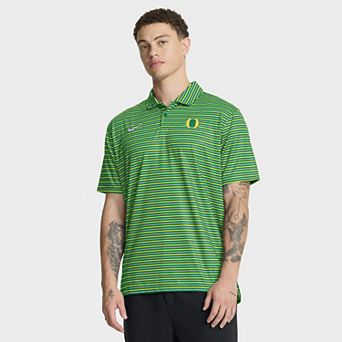 Men's Nike Green Oregon Ducks 2025 Coaches Premium Tour Stripe Dri-FIT Polo