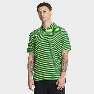 Men's Nike Green Oregon Ducks 2025 Coaches Premium Tour Stripe Dri-FIT Polo