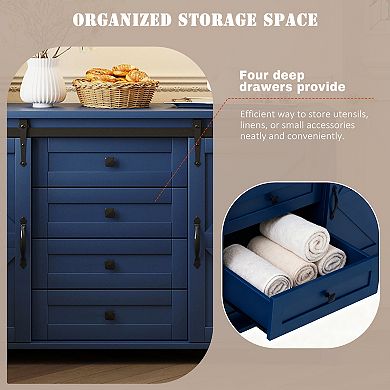 Merax 55.1-Inch Sideboard with Storage,Farmhouse Storage Cabinet