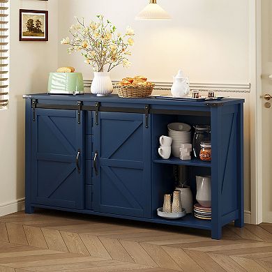 Merax 55.1-Inch Sideboard with Storage,Farmhouse Storage Cabinet