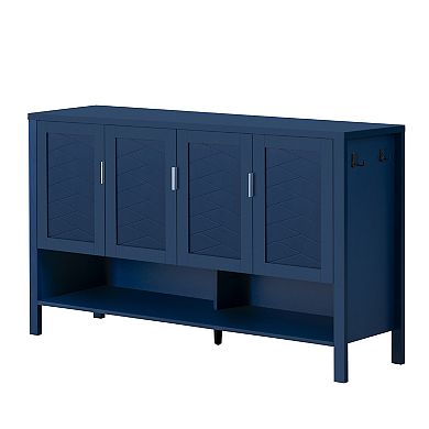 Merax 55.1'' Storage Sideboard with 4 Doors,Multi Functional Buffet with Open Shelf