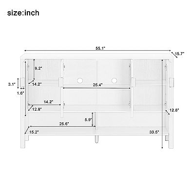 Merax 55.1'' Storage Sideboard with 4 Doors,Multi Functional Buffet with Open Shelf