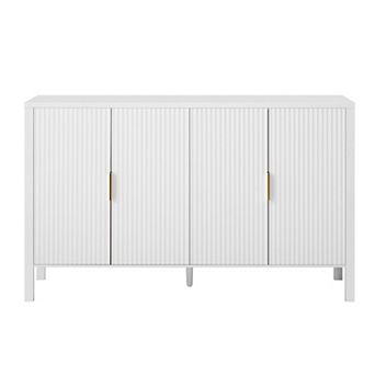 Merax Modern 57.5" Stripe Door Storage Cabinet, 4 Door Sideboard