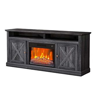 IDEALHOUSE 67 inch TV Stand with 23 inch 3D Flame Electric Fireplace, 4800 BTU Heater