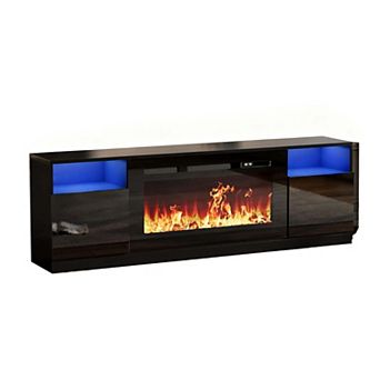 IDEALHOUSE 70 inch TV Stand with 36 inch Electric Fireplace, 12 Flame Colors, 750W/1500W