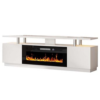 IDEALHOUSE 70 inch TV Stand with 36 inch Electric Fireplace, 12 Flame Colors, for up to 80 inch TV
