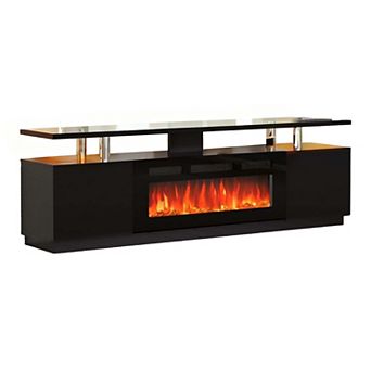 IDEALHOUSE 70 inch TV Stand with 36 inch Electric Fireplace, 12 Flame Colors, 750W/1500W