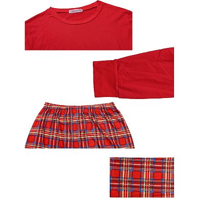 Women's Loungewear Set Long Sleeve Tee with Plaid Pants Family Pajama Sets
