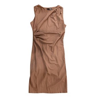 Elegant Work Dress for Women's Sleeveless Crew Neck Office Bodycon Formal Sheath Dress