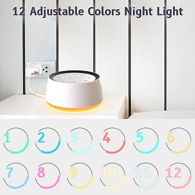 Night Light Light Brown Noise Sound Machine With Sounds Colors Night Light White Adults Sleep