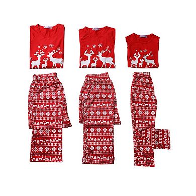 Men's 2 Piece Pajama Sets Christmas Deer Long Sleeves Tee and Pants Loungewear