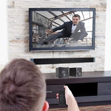 Home Pcb3bk 3-inch 100-watt Mini Cube Bookshelf Speakers Pair (black) (pair) 100