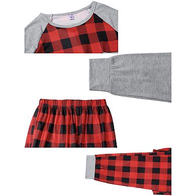 Women's Pajamas Plaid Loungewear Long Sleeve Tee with Pants Family Set