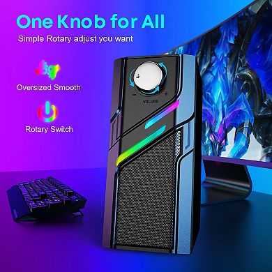 Light Touch Computer Speakers Desktop With Easy Knob Clear Sound Touch Lights Plug Play Monitors