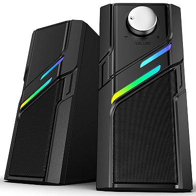 Light Touch Computer Speakers Desktop With Easy Knob Clear Sound Touch Lights Plug Play Monitors