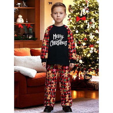 Children's Christmas Sleepwear Long Sleeve Tee with Pants Lounge Family Pajama Sets