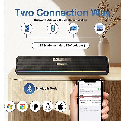 Desktop Computer Speakers Laptop Tablet Wired Mini Sound With Stereo Vibrating Diaphragms Flowing