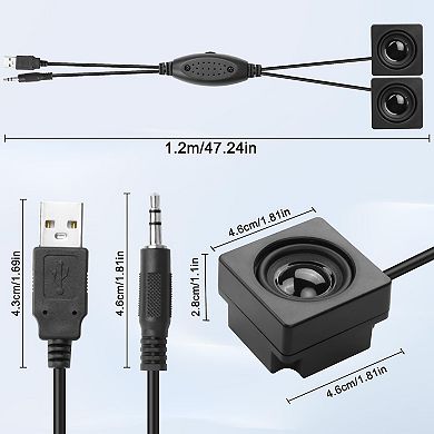 Mini Computer Desktop 3.5mm Input With Volume Control Stereo Type Small Speakers Laptop Phone