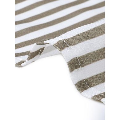 Casual Stripe Shirt Dress for Women's Half Sleeve Button Down Split Belted Midi Shirtdress