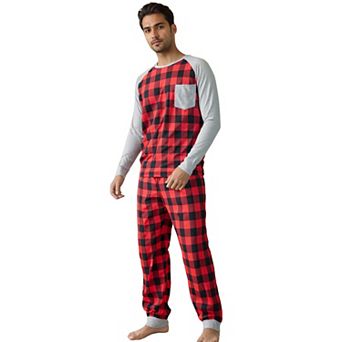 Men's Pajamas Plaid Loungewear Long Sleeve Tee with Pants Family Set