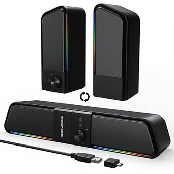 Light Cs20 Computer Speakers Desktop Plug Play Clear Sound With Light Monitor Volume