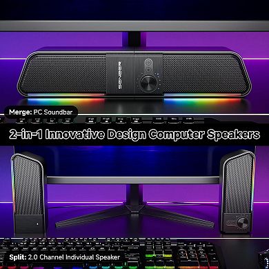 Light Cs20 Computer Speakers Desktop Plug Play Clear Sound With Light Monitor Volume