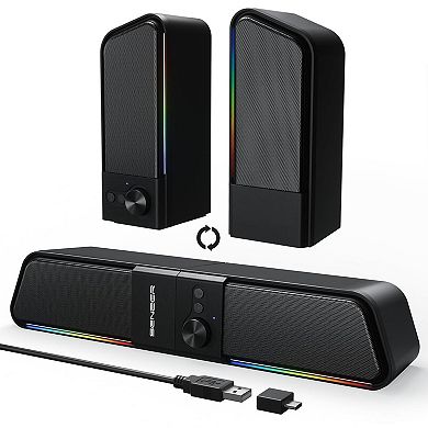 Light Cs20 Computer Speakers Desktop Plug Play Clear Sound With Light Monitor Volume