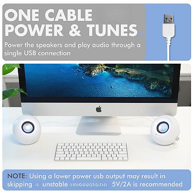 Light White Computer Speakers With Lighting Triple Mode Connection Dual 2.25" Drivers Work