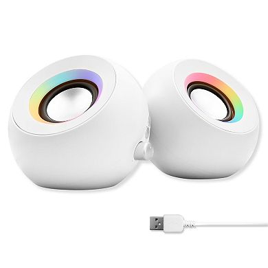 Light White Computer Speakers With Lighting Triple Mode Connection Dual 2.25" Drivers Work