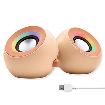 Light White Computer Speakers With Lighting Triple Mode Connection Dual 2.25" Drivers Work