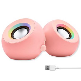 Light White Computer Speakers With Lighting Triple Mode Connection Dual 2.25" Drivers Work