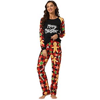 Women's Christmas Sleepwear Long Sleeve Tee with Pants Lounge Family Pajama Sets