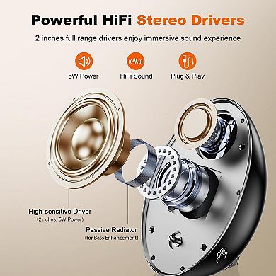 Computer Speakers Desktop Portable Plug-n-play Laptop External With Easy-access Volume Knob/clear