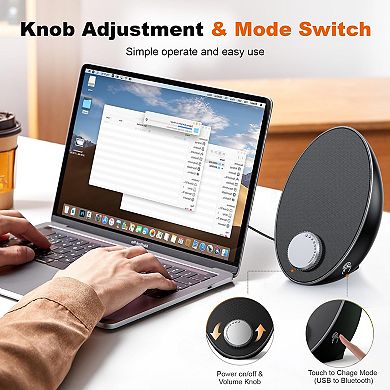 Computer Speakers Desktop Portable Plug-n-play Laptop External With Easy-access Volume Knob/clear