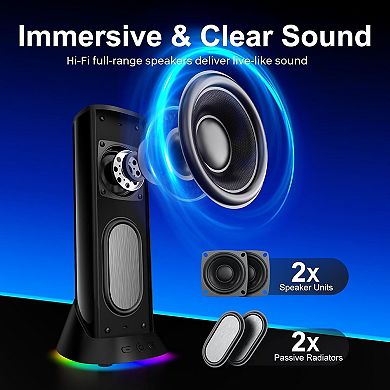 Light Computer Speakers Hi-fi Stereo With Lighting Modes Enhanced Bass Sound Usb/type-c 3.5mm