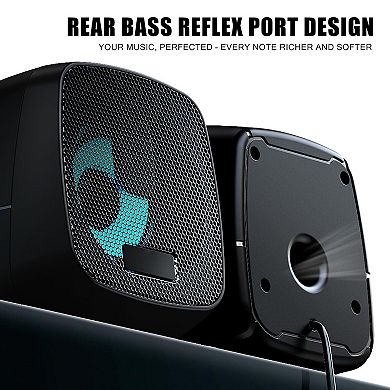 Light Computer Speakers Compact Size With Dynamic Color-changing Lights Clear Audio Usb-powered
