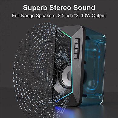Computer Speakers Gaming Desktop With Crisp Stereo Sound Dynamic Modes Easy-access Control