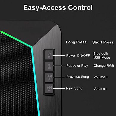 Computer Speakers Gaming Desktop With Crisp Stereo Sound Dynamic Modes Easy-access Control